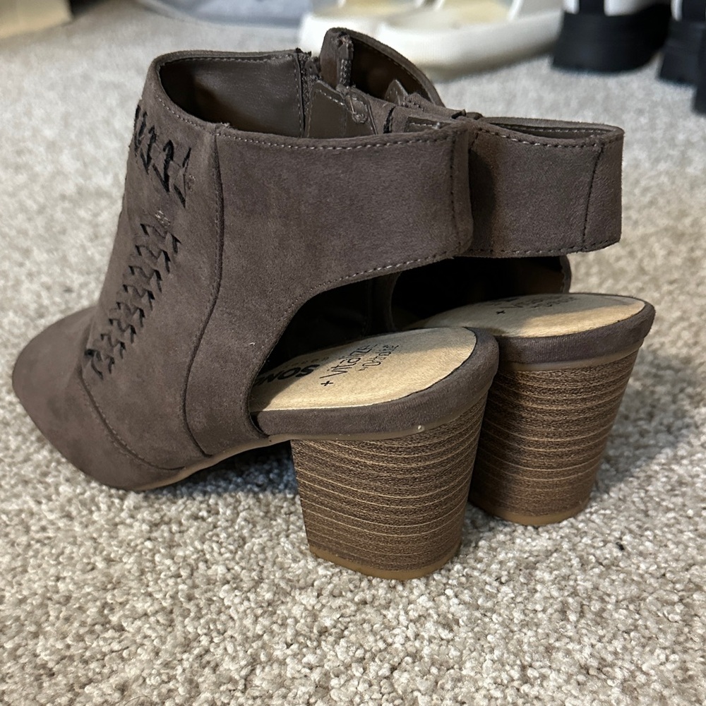 Sonoma Dark Brown Heeled Peep-Toe Boots - Picture 3 of 3